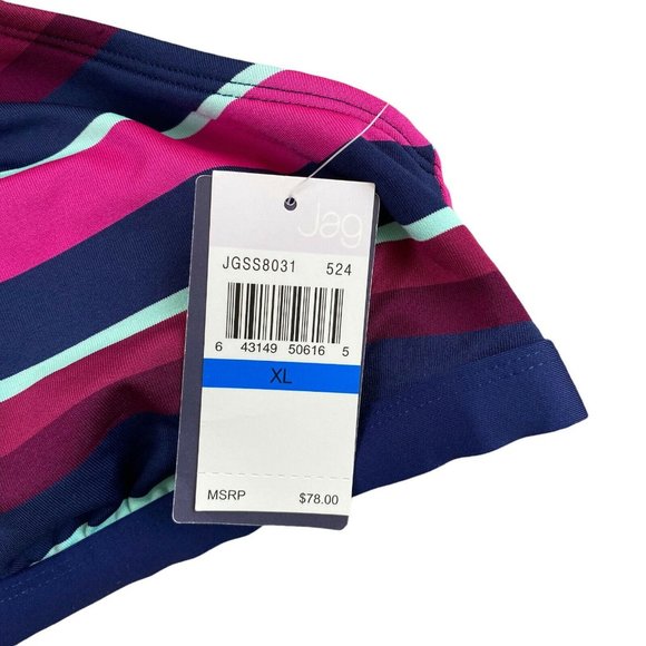 JAG Women’s Bikini Swim Top Rugby Stripe Criss Cross Back Very Berry XL -NWT $78 - Picture 8 of 9